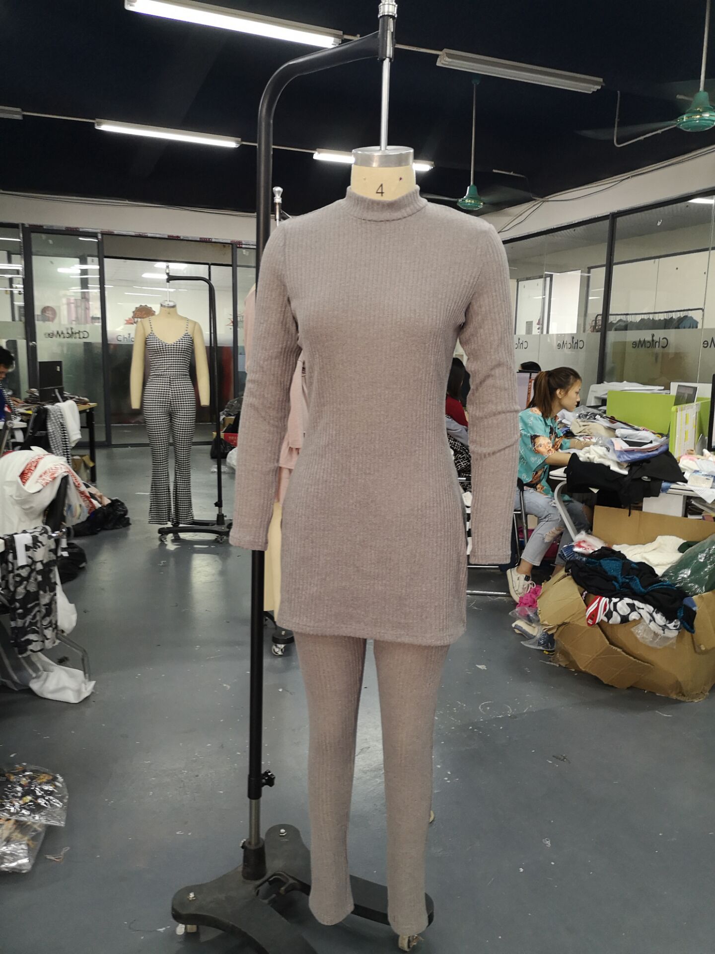 knit set for women 2-piece Set pants sets Ribbed Slit Long Sleeve High Waist Knitted Pencil Pants Set 2021 Winter Suit