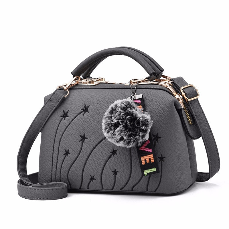 Women's Motorcycle Youthful And Elegant Bag New Korean Version Embroidery Line Fashion Crossbody Shoulder Bag Tianmei 25X13X16cm