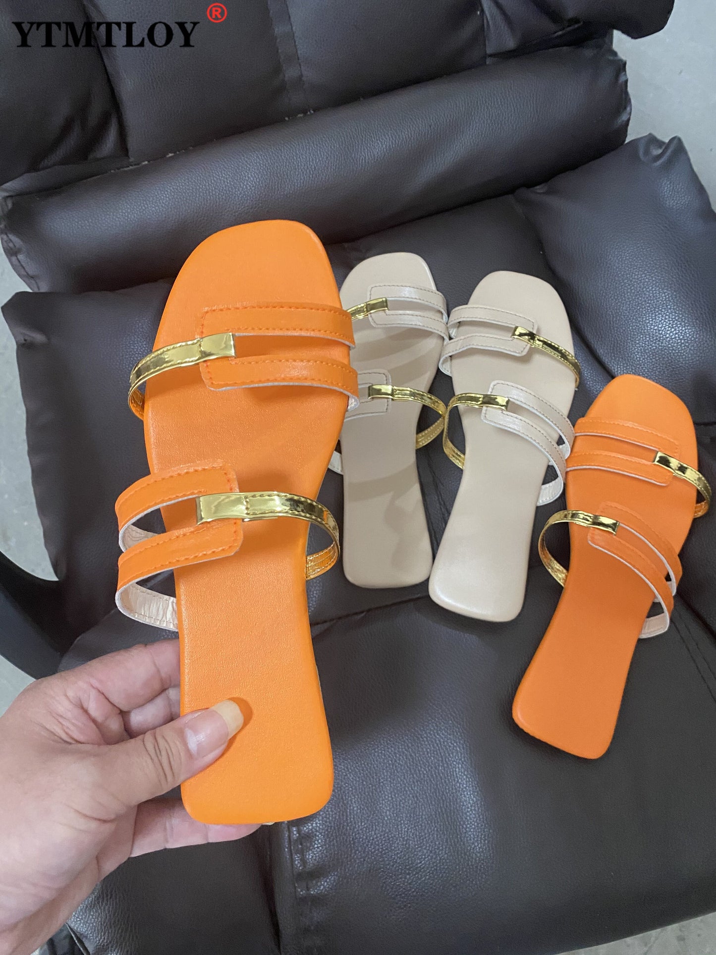Flat Women's Slippers Simple Style Ladies Beach Shoes for Vacation Breathable Summer New 2022 Woman Flip Flops Plus Size Slides