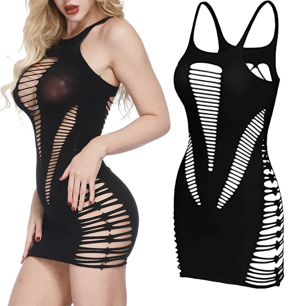 Fashion Lingerie Sexi Women Fishnet Vestido Hollow Out Sexy Transparent Underwear