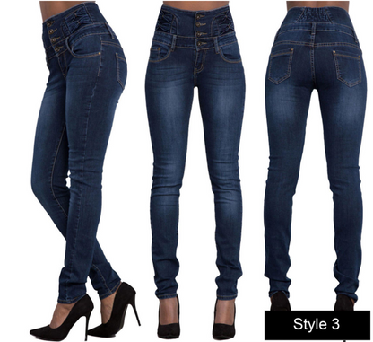 Fashion Elastic High Waist Jeans Women's Pencil Pants