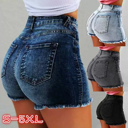 High Waists Leg-openings Plus Size Sexy Wash Short Jeans, Sweet women Jeans