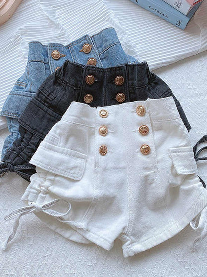 Drawstring Button Girl Stylish Shorts, Fashion women shorts Jeans