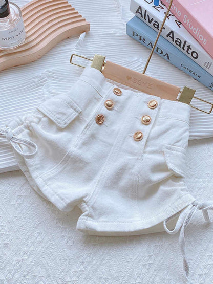 Drawstring Button Girl Stylish Shorts, Fashion women shorts Jeans