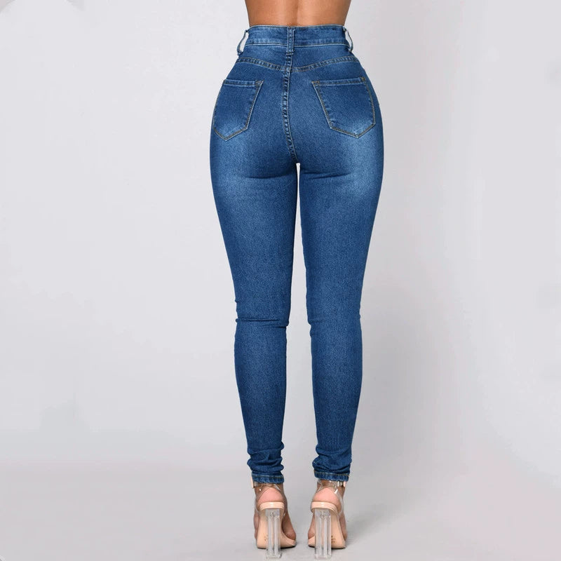 Ladies Jeans Fashion Elastic Pencil Trousers Women Pants