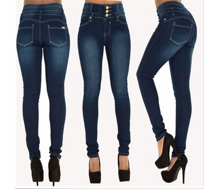 Fashion Elastic High Waist Jeans Women's Pencil Pants