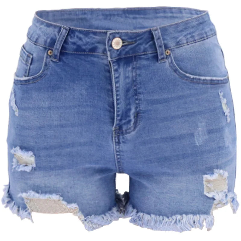 Classic Denim Shorts Women  Pockets Button Up Denim Fashion Jeans Pants