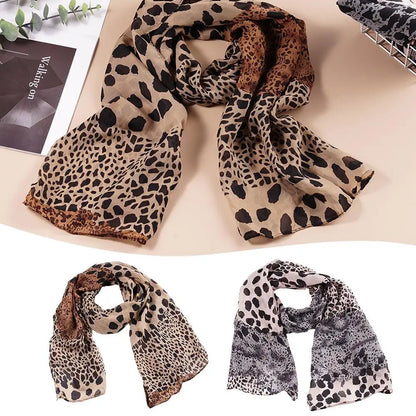 Women Chiffon Scarf Fashion Printed Leopard Thin Style Shawls Muslim Veil Head Scarfs