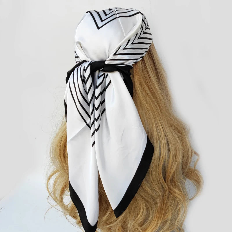 Silk Scarf Scarftop Headwraps For Women  Hair Scarve 90*90cm Hijab Foulard