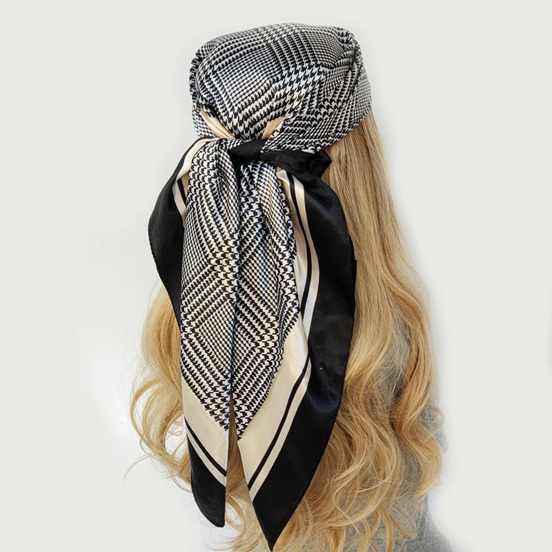 Silk Scarf Scarftop Headwraps For Women  Hair Scarve 90*90cm Hijab Foulard