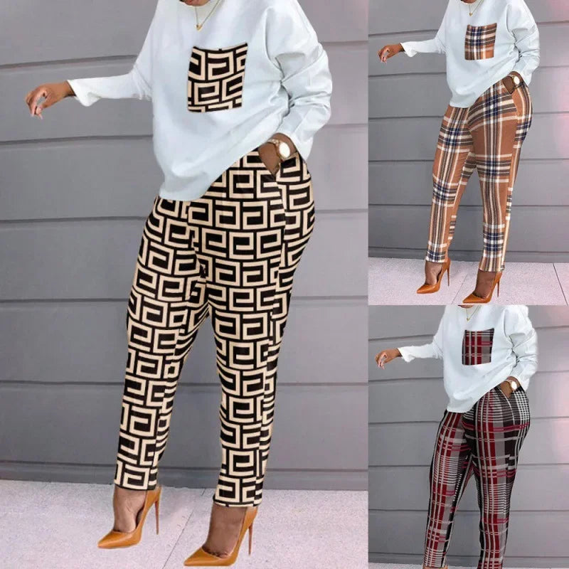 Fashionable Printed Long Sleeve Plus Size Loose-Fit Women's  Fashion Casual Clothing