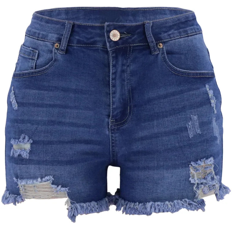 Classic Denim Shorts Women  Pockets Button Up Denim Fashion Jeans Pants