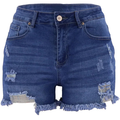 Classic Denim Shorts Women  Pockets Button Up Denim Fashion Jeans Pants