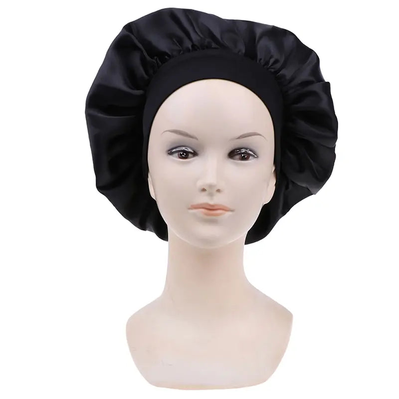 58cm Long Hair Care Women Satin Bonnet Cap Night Sleep