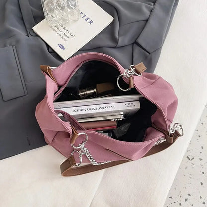 Nylon Solid Color Large Capacity Tote Bag Fashion Chain One Shoulder Women's Bag Minimalist Commuter Bag