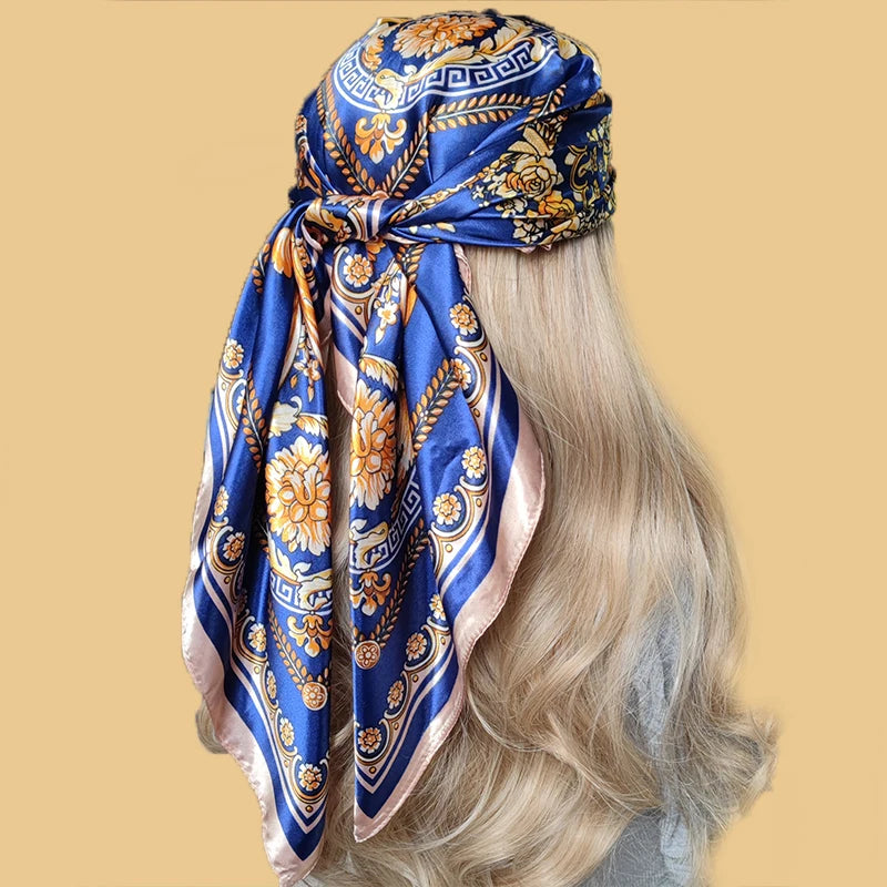 Silk Scarf Scarftop Headwraps For Women  Hair Scarve 90*90cm Hijab Foulard