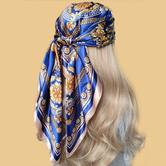 Silk Scarf Scarftop Headwraps For Women  Hair Scarve 90*90cm Hijab Foulard