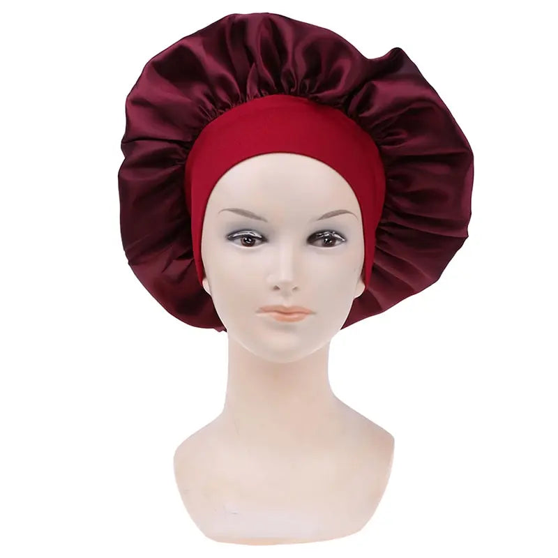 58cm Long Hair Care Women Satin Bonnet Cap Night Sleep