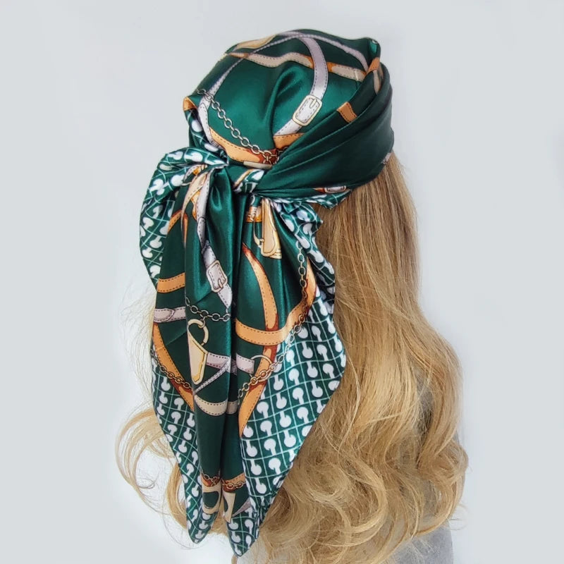 Silk Scarf Scarftop Headwraps For Women  Hair Scarve 90*90cm Hijab Foulard