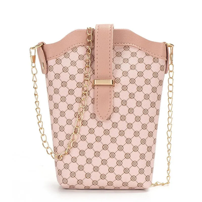 New Fashion Single Shoulder Bag Casual Oblique Chain Crossbody Mini Small Bucket Bag