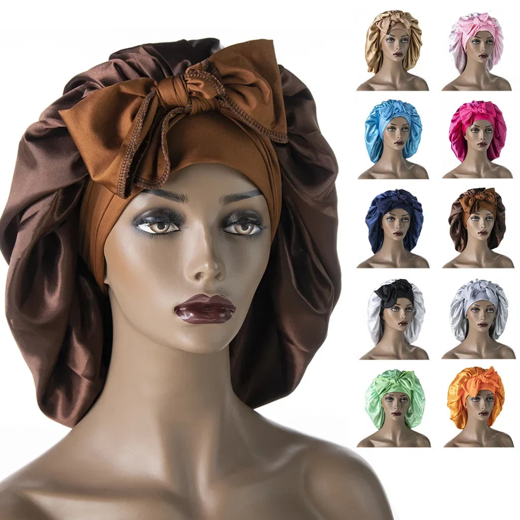 Women Silk Sleeping Cap Night Curl Hair Care