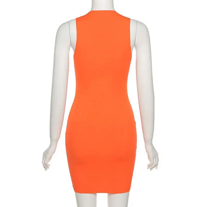 Women's Sleeveless Sexy Mini Bodycon Dress Y2K Cutout