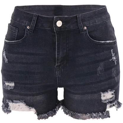 Classic Denim Shorts Women  Pockets Button Up Denim Fashion Jeans Pants