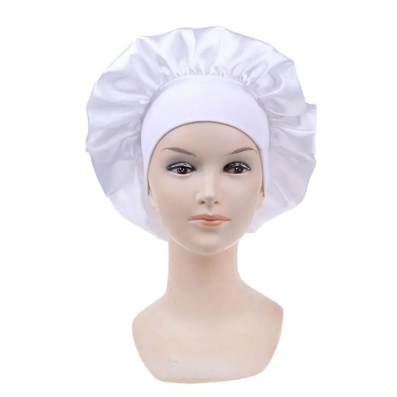 58cm Long Hair Care Women Satin Bonnet Cap Night Sleep