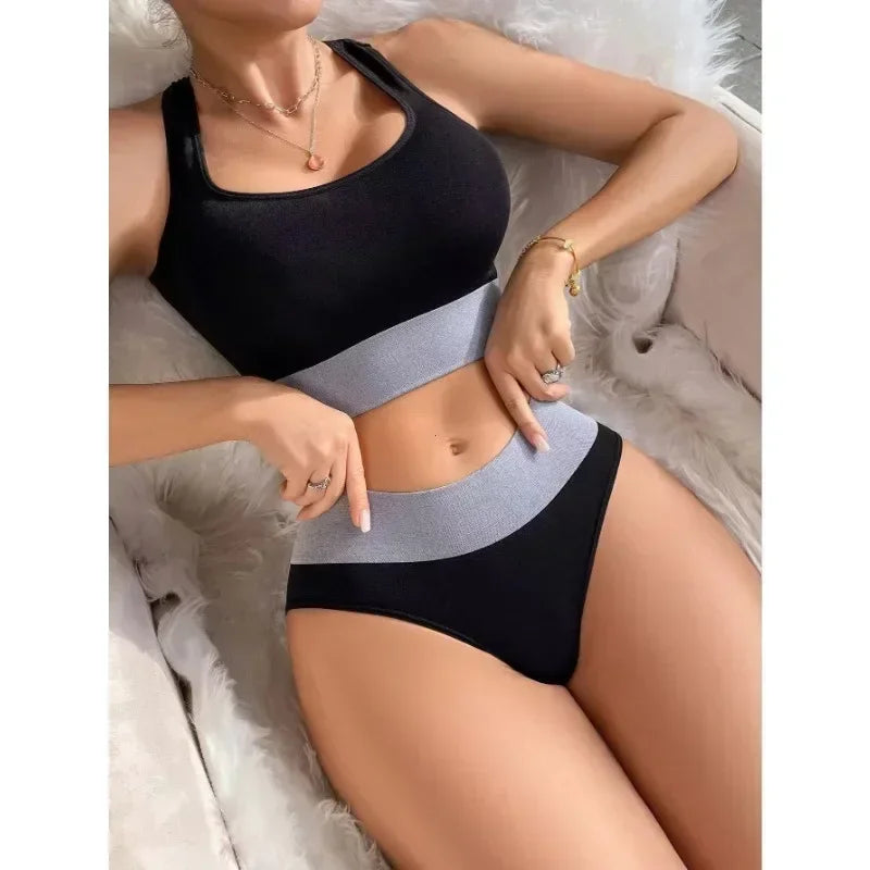 Women Seamless Bra Set Sexy Panties Mid Waist Comfortable  Wire Free