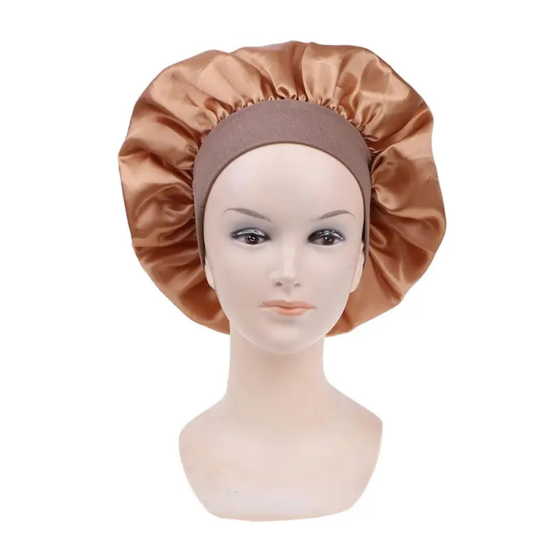 58cm Long Hair Care Women Satin Bonnet Cap Night Sleep