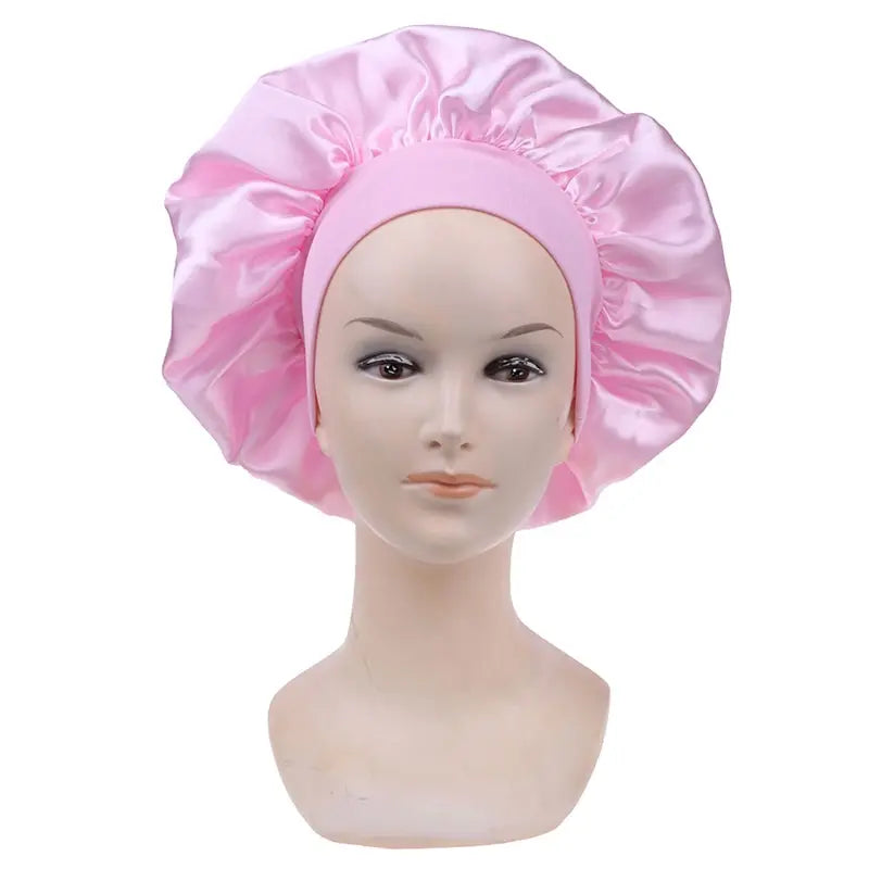 58cm Long Hair Care Women Satin Bonnet Cap Night Sleep