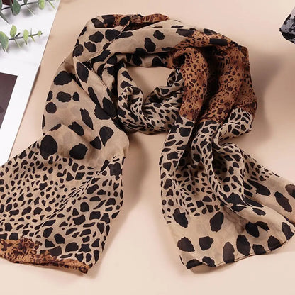 Women Chiffon Scarf Fashion Printed Leopard Thin Style Shawls Muslim Veil Head Scarfs