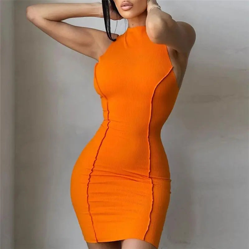 Women's Sleeveless Sexy Mini Bodycon Dress Y2K Cutout