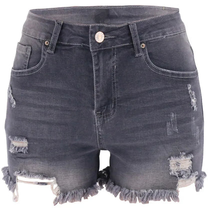 Classic Denim Shorts Women  Pockets Button Up Denim Fashion Jeans Pants