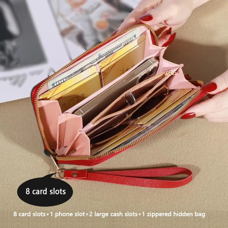 Fashion Zipper Wallet Ladies Long Wallet Tote Bag Coin Card Holder PU Leather Wallet Wallet