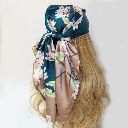 Silk Scarf Scarftop Headwraps For Women  Hair Scarve 90*90cm Hijab Foulard