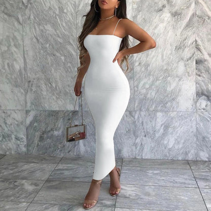 Sexy Dress Women Streetwear Sleeveless Backless Solid Strap Bodycon Casual Clubwear