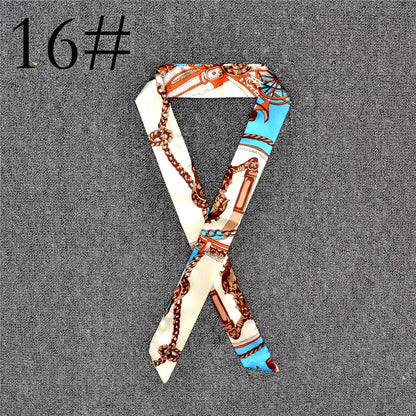 New Silk Small Women Fashion Scarf Hair Band Bags Handle Decoration Tie Multifunction Hand Ribbon Scarf Multifunctional