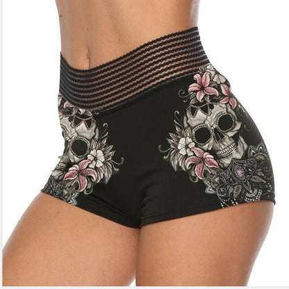 Womens Skinny Rose Shorts Gothic Sexy Shorts Fashion Shorts Plus Size