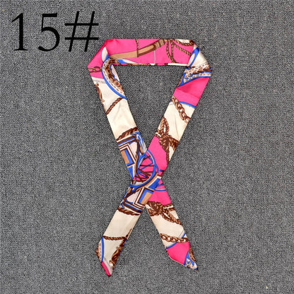 New Silk Small Women Fashion Scarf Hair Band Bags Handle Decoration Tie Multifunction Hand Ribbon Scarf Multifunctional