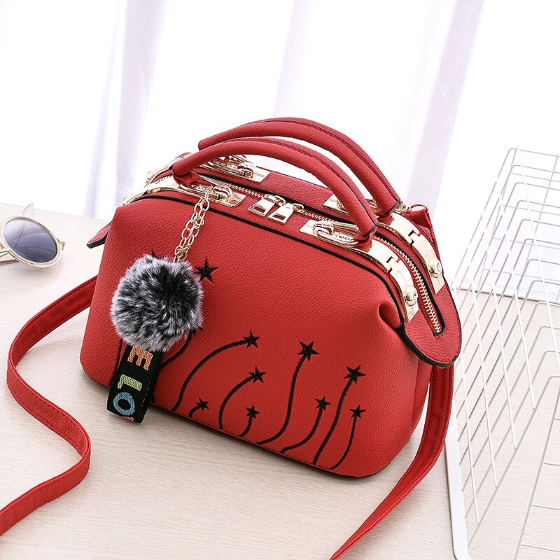 Women&#39;s Motorcycle Youthful And Elegant Bag New Korean Version Embroidery Line Fashion Crossbody Shoulder Bag Tianmei 25X13X16cm