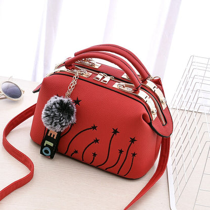 Women&#39;s Motorcycle Youthful And Elegant Bag New Korean Version Embroidery Line Fashion Crossbody Shoulder Bag Tianmei 25X13X16cm