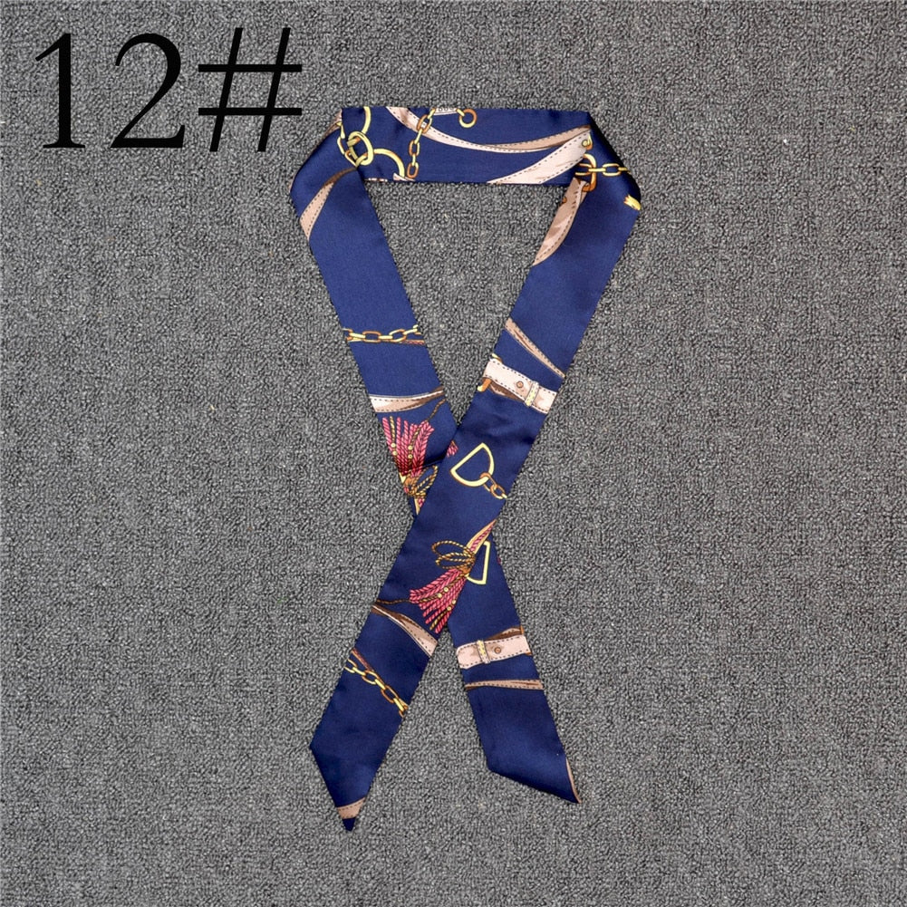 New Silk Small Women Fashion Scarf Hair Band Bags Handle Decoration Tie Multifunction Hand Ribbon Scarf Multifunctional