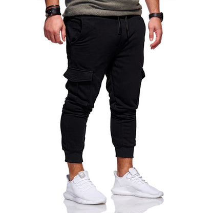 Plus Size Men Cargo Pants Side Pockets Solid Hip Hop Casual Pants Male Joggers Trousers Fashion Casual Streetwear Pants