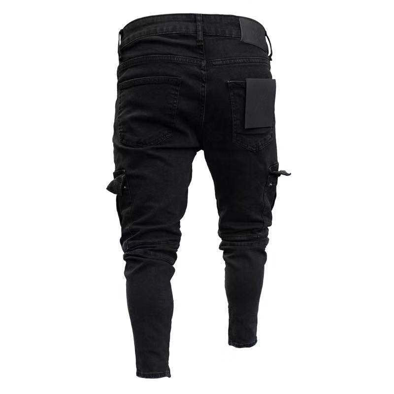 MEN BIKER RIPPED TROUSERS SKINNY JEANS