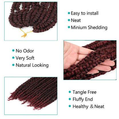 Passion Twist Crochet Hair Ombre Brown Water Wave Hair Pre-looped Crochet Braids Hair