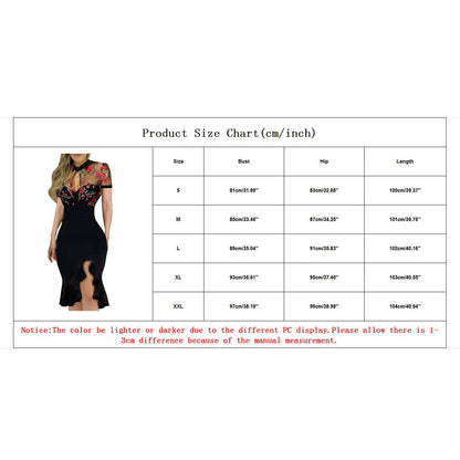 Women Summer Dress For Women Clothing 2021 Slit Ruffles Hem Floral Pattern Slimming Lace Long Sleeve Dress With Side Slits