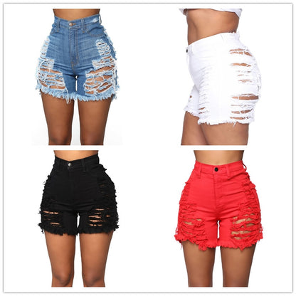 New 6 Color Summer Women Shorts Jeans Fashion Sexy Ripped Hole High Waist Denim