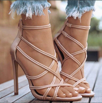 Sexy Women Shoes High Heels 11CM Rome Cross Strap Stiletto Ladies Gladiator Sandals Heels Shoes Summer Casual Party Pumps 2022