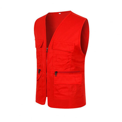 Fishing Jacket Quick-drying Vest Men Waistcoat Solid Color V Neck